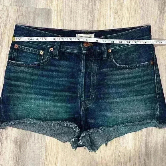 Madewell The Dad Jean Shorts Cutoff Dark Wash Denim High Rise Button Fly Size 27 - Picture 10 of 10